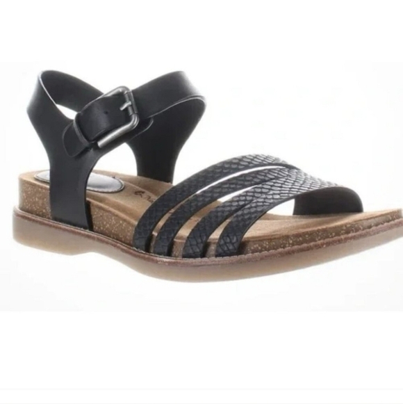 Sofft Brinda Sandals Black Snakeskin Print Strappy Comfort Leather 9.5 - Picture 2 of 7